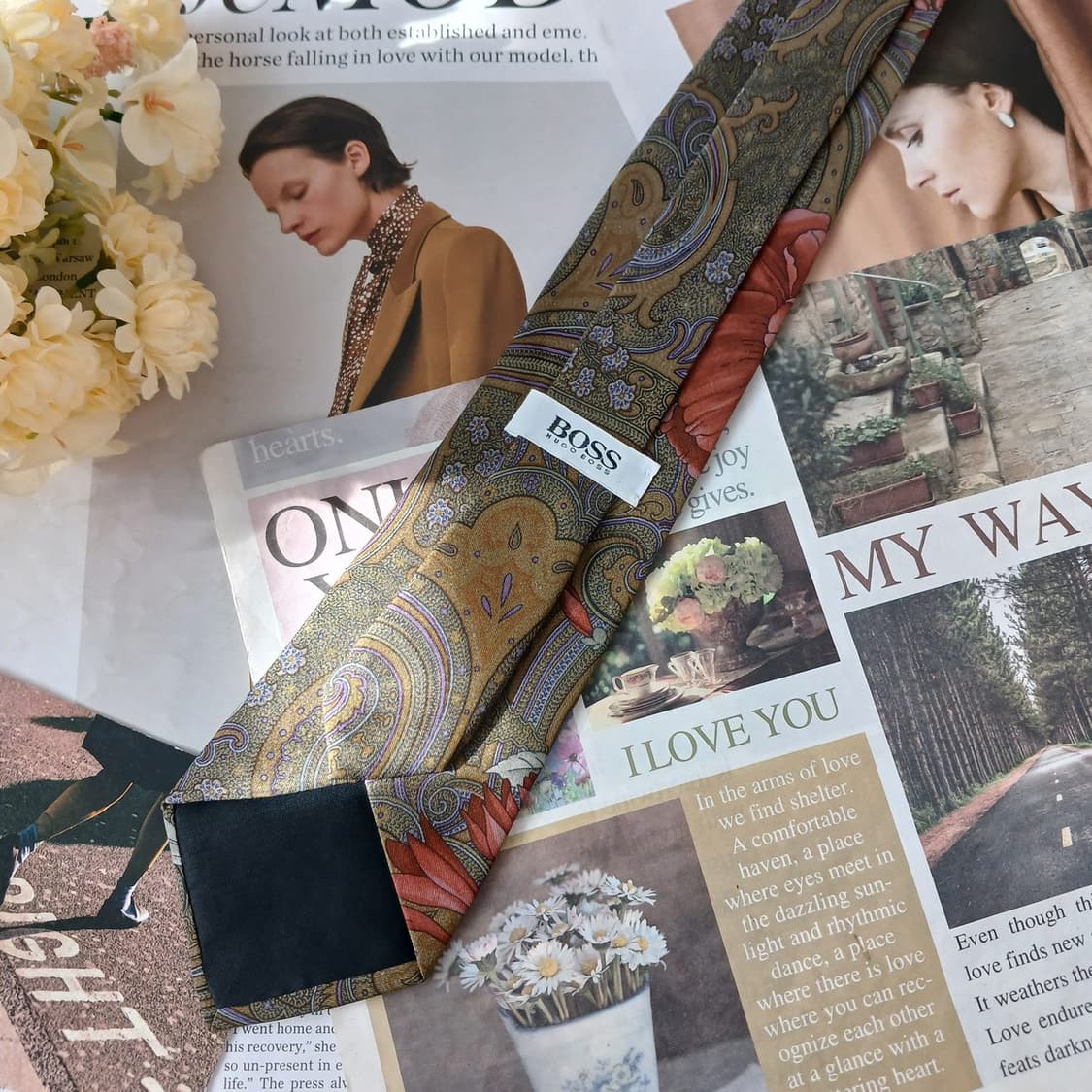 휴고보스 실크 플라워 페이즐리 넥타이 9.5cm A+등급 A19570
 상품이미지6