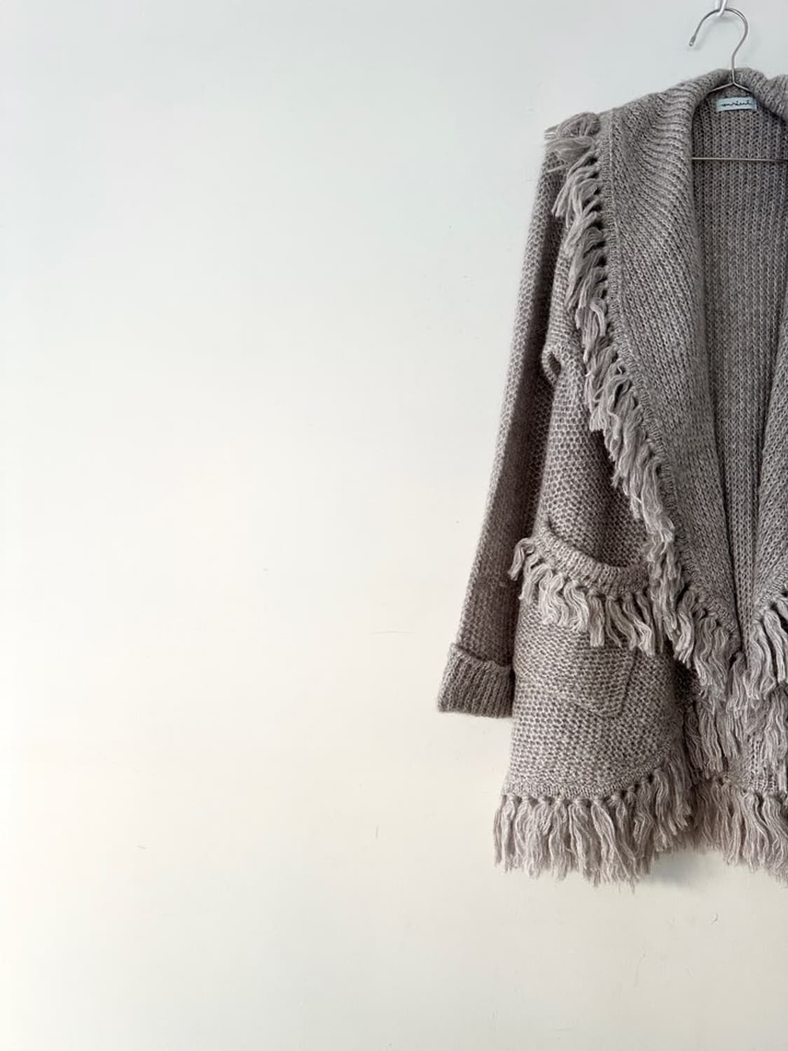Grunge tassel alpaca cardigan / grey 상품이미지2