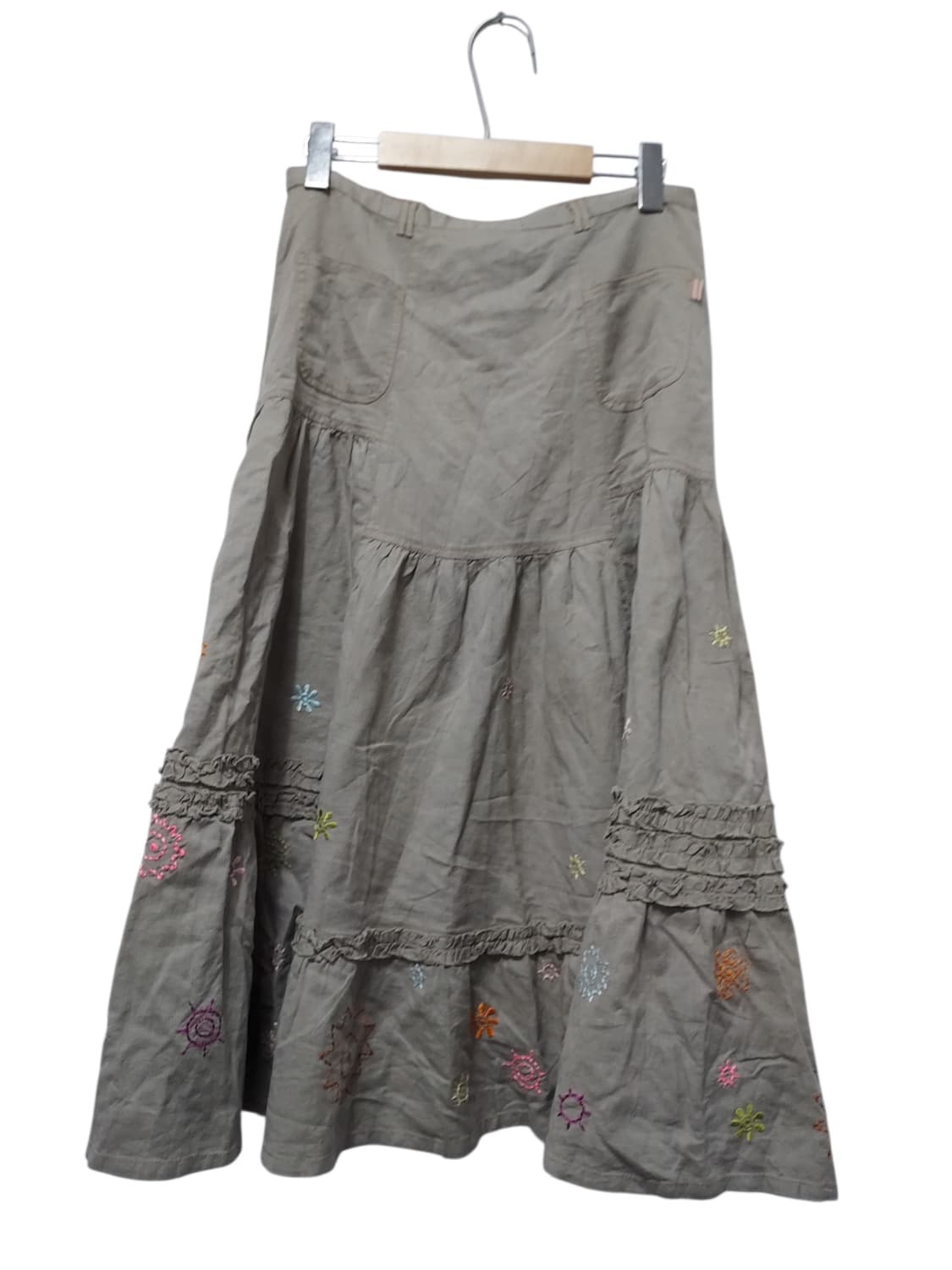 오일릴리 린넨 자수 롱 스커트 F 상품이미지3