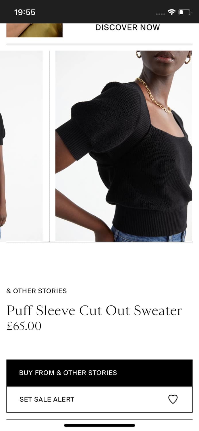 앤아더스토리즈 블랙 백리본 퍼프 반팔 니트 상품이미지3