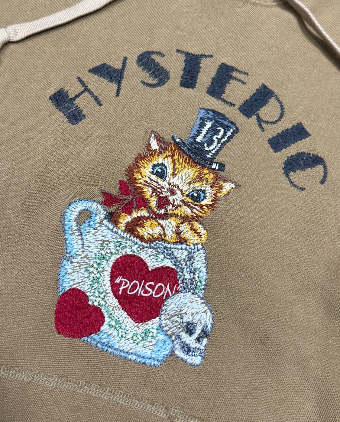 히스테릭 글래머 야옹이 해골 하트 자수 후드티 스웨터 상품이미지2