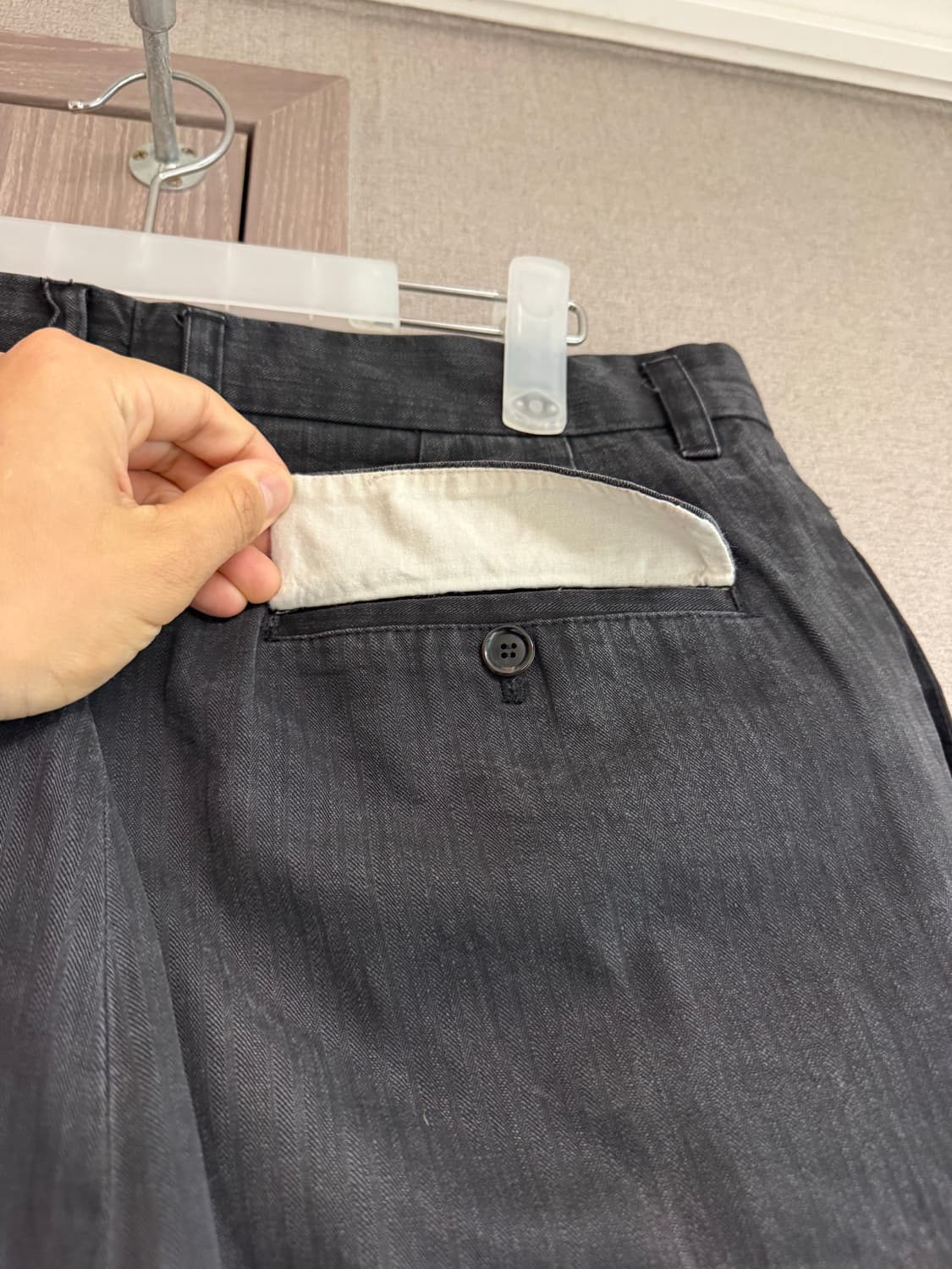 [Demian] 데미안 헤링본 크롭 팬츠_블랙 (L) 상품이미지5