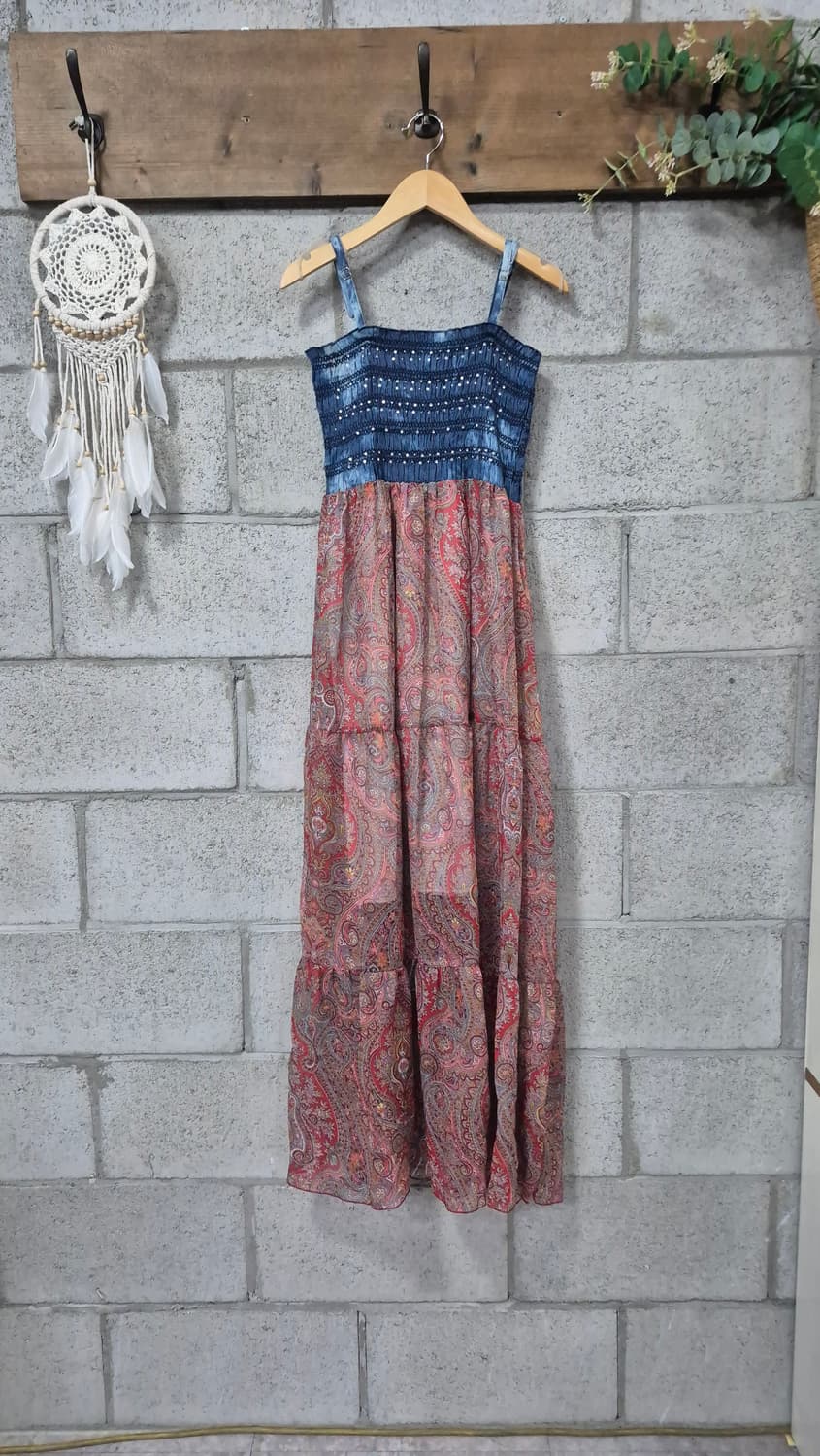 페이즐리 청밴딩 원피스 상품이미지1