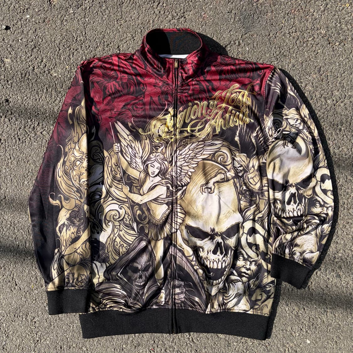 00s 에코 언리미티드 펑크 올드스쿨 해골 프린팅 오버핏 트랙탑 져지 L 상품이미지1