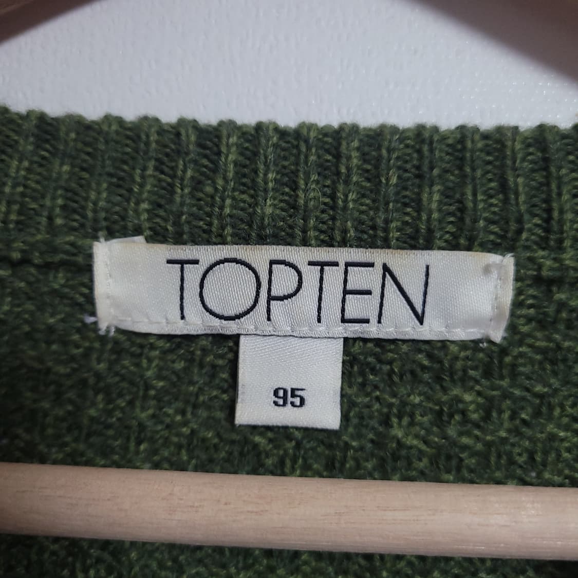 (95) TOPTEN 탑텐 올리브그린 와플 니트 스웨터 맨투맨 롱슬리브 상품이미지2