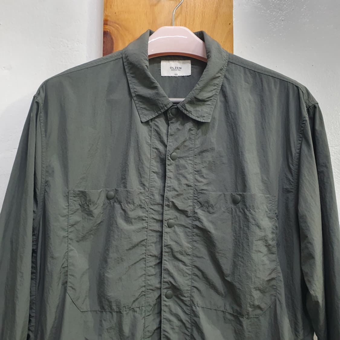 올젠 카키색 오버핏 긴팔남방(105) 상품이미지2