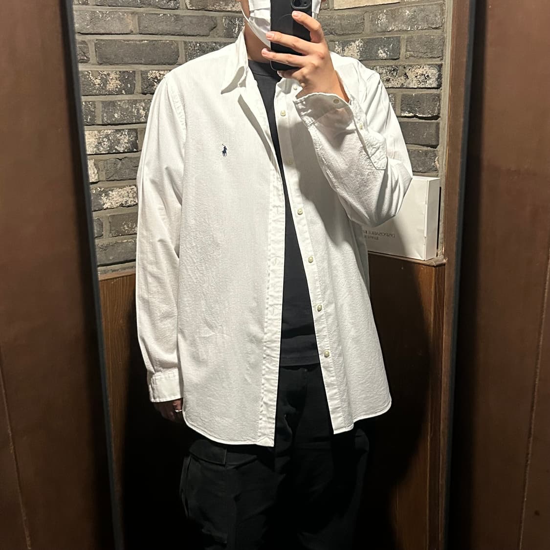 XL) 폴로 랄프로렌 클래식핏 화이트 시어서커 린넨 셔츠 상품이미지10