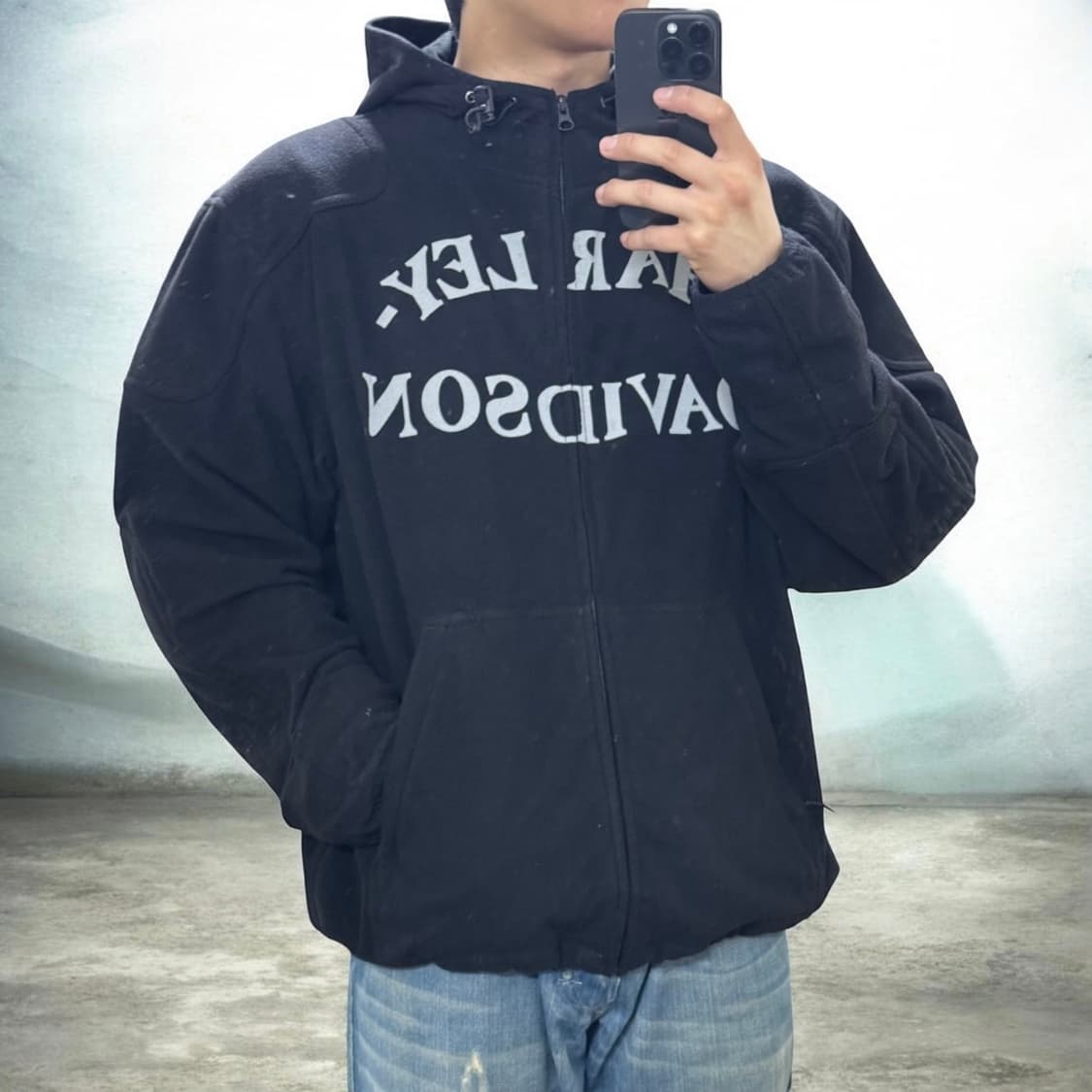 할리데이비슨 스컬 빅로고 후드집업 플리스 상품이미지1