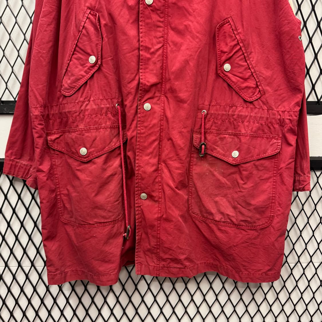 90s 타미힐피거 올드스쿨 어센틱 후드 롱파카 내피 탈부착 레드 네이비 상품이미지4