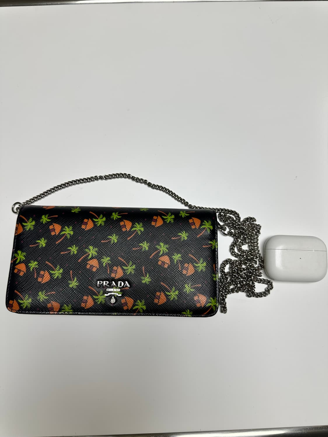 프라다 체인 월렛 블랙 야자수 패턴 상품이미지8