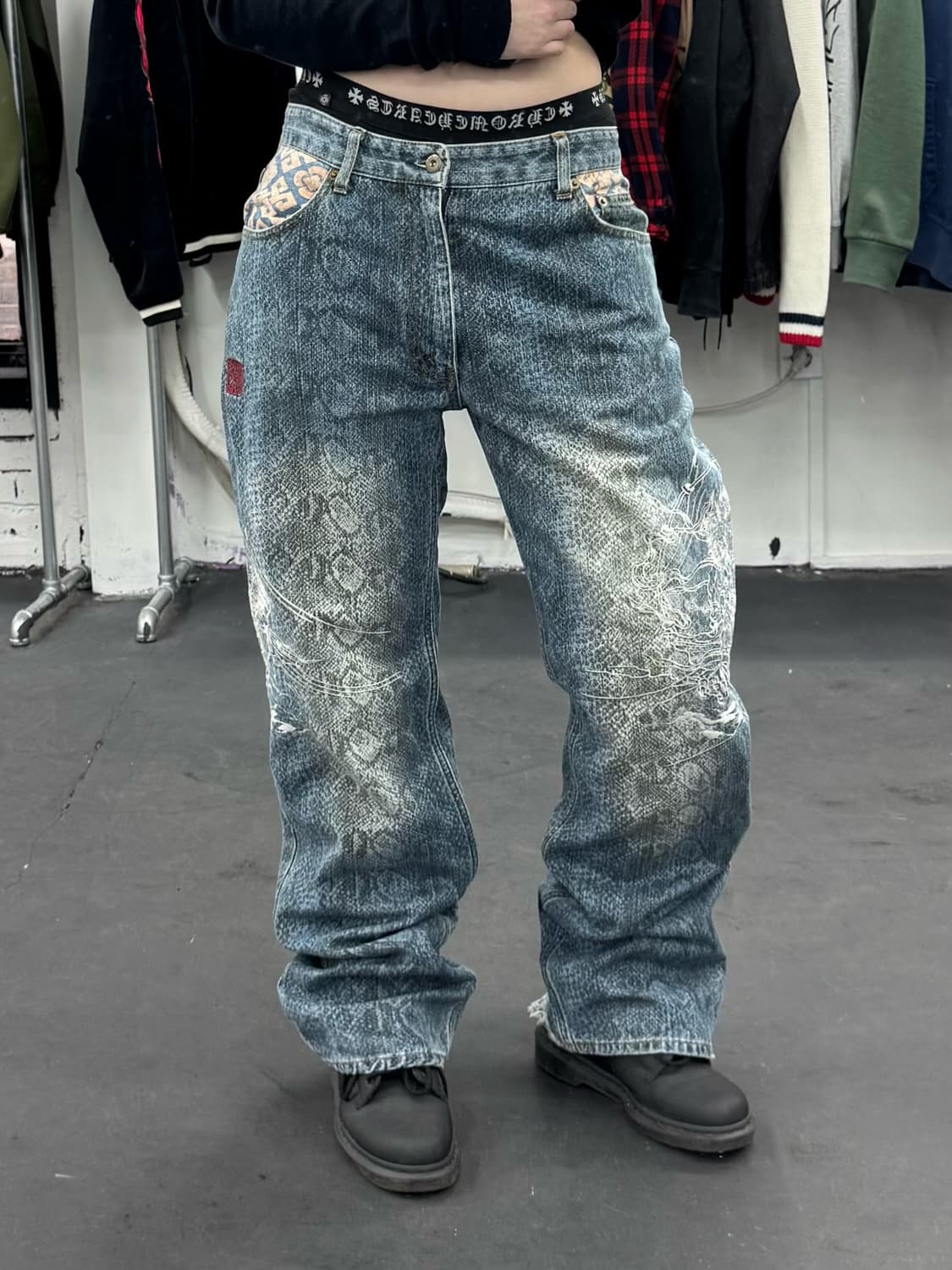 카라쿠리 타마시 오리엔탈 뱀피 데님팬츠 상품이미지1