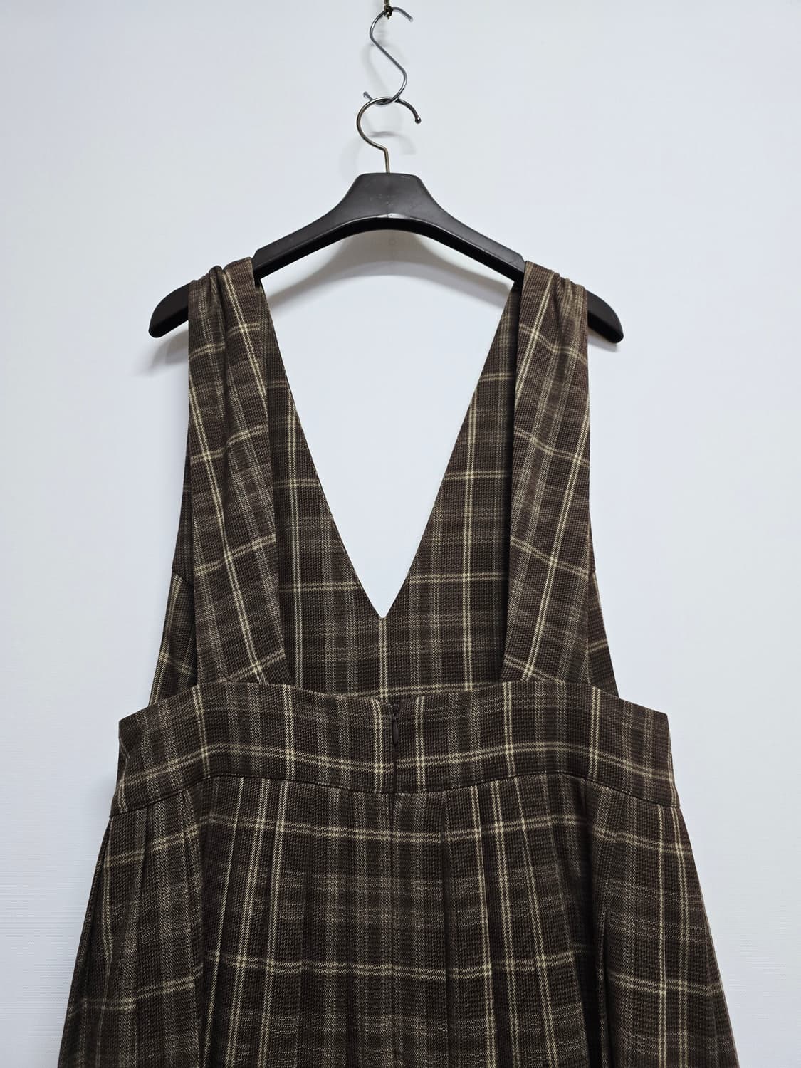 브라운 체크 뷔스티에 롱 원피스 상품이미지5