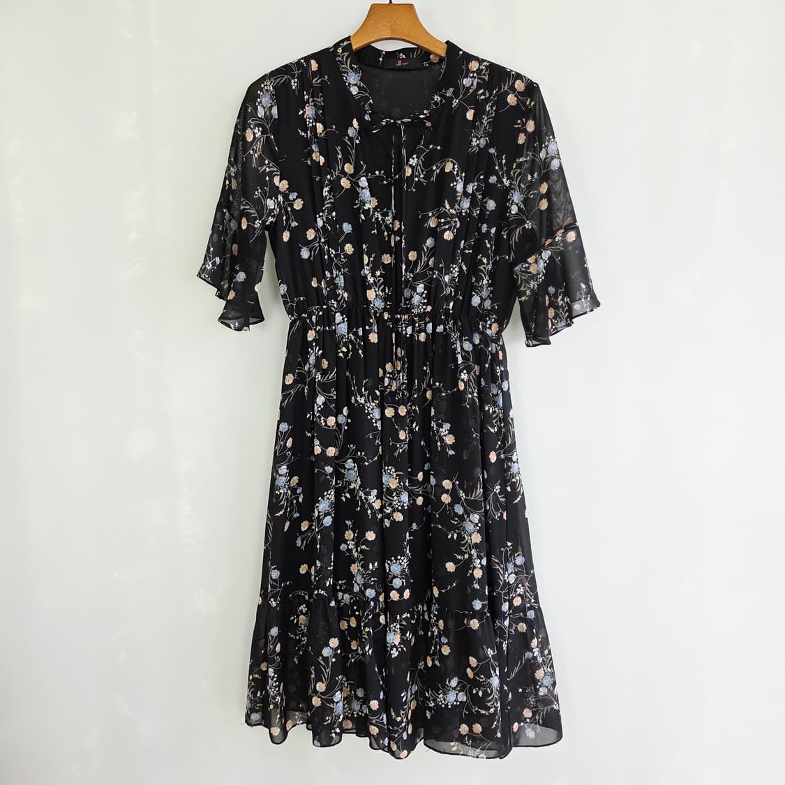 jj지고트 플라워 쉬폰 롱원피스 여성 프리사이즈 상품이미지1