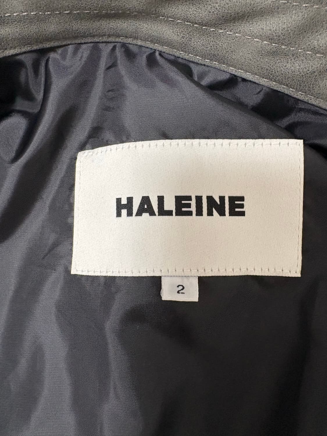 알렌느 바이커 디테일 스크랩 포우 레더 3D 블루종 그레이 상품이미지6