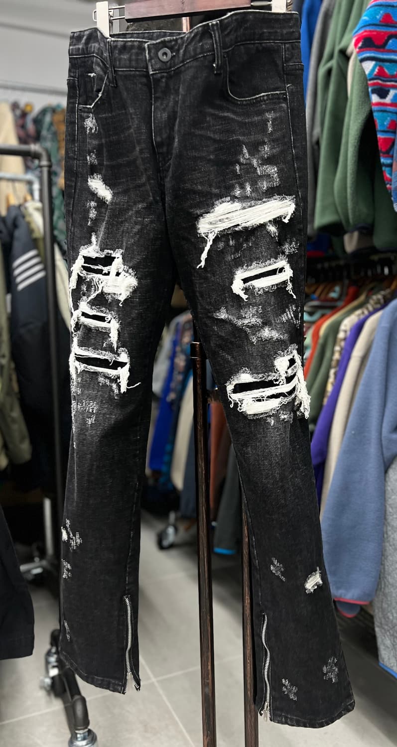 옆지퍼 블랙진 상품이미지6