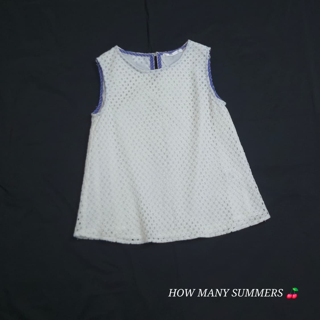 레트로걸 화이트 펀칭 레이스 민소매 블라우스 M 일본빈티지 아일렛 나시 상품이미지7