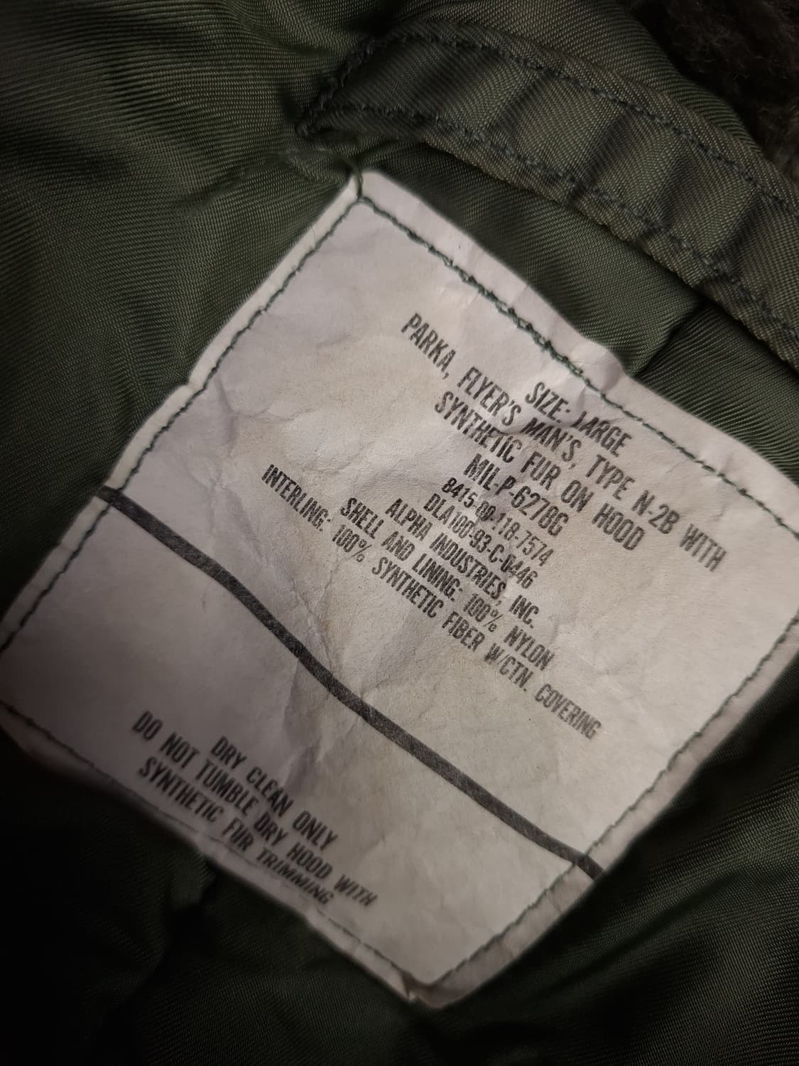 오리지날 90's 미공군 지급용 알파사 N-2B 항공자켓 상품이미지2