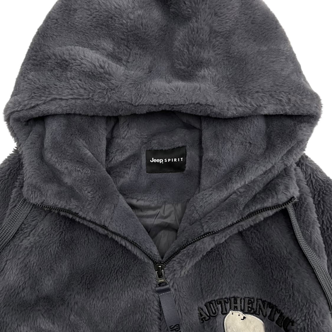 지프 곰돌이 패치로고 차콜 후리스 후드집업 S 상품이미지8