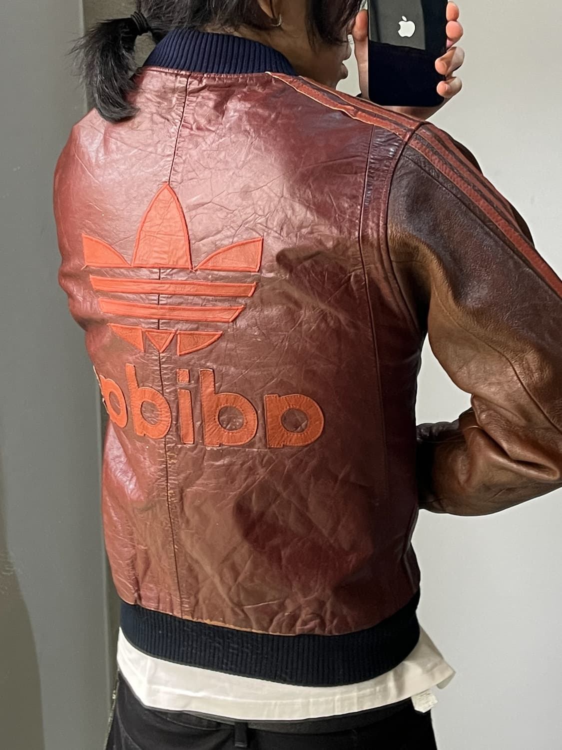 아디다스 80's 빅 트리포일 레더 자켓 상품이미지4