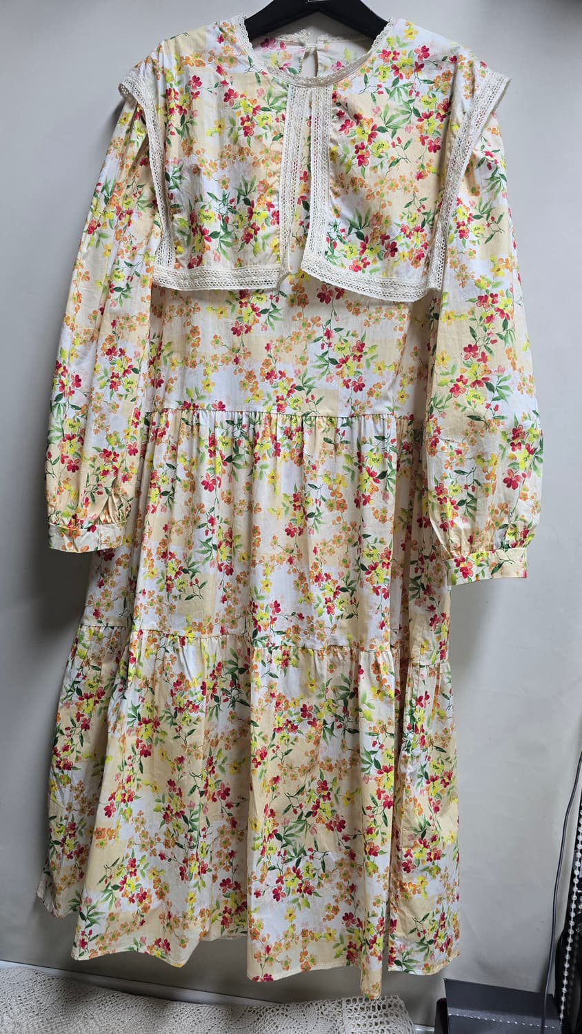 빅카라 플라워 패턴 롱 원피스 M 상품이미지1