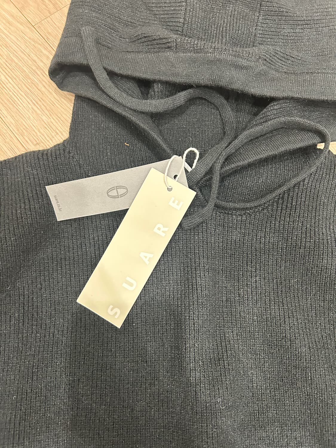 수아레 워셔블 니트 후드티 후드집업 블랙 L 상품이미지6