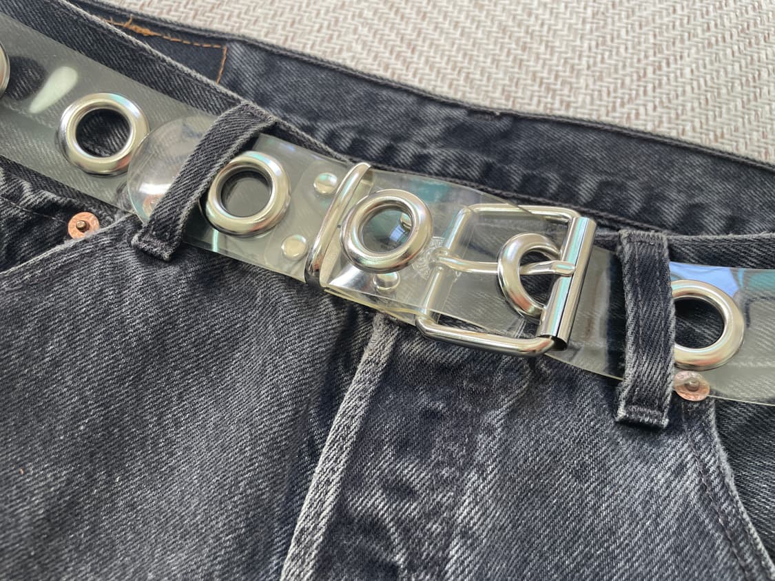 빈티지 Pvc 아일렛 실버버클 벨트  상품이미지2