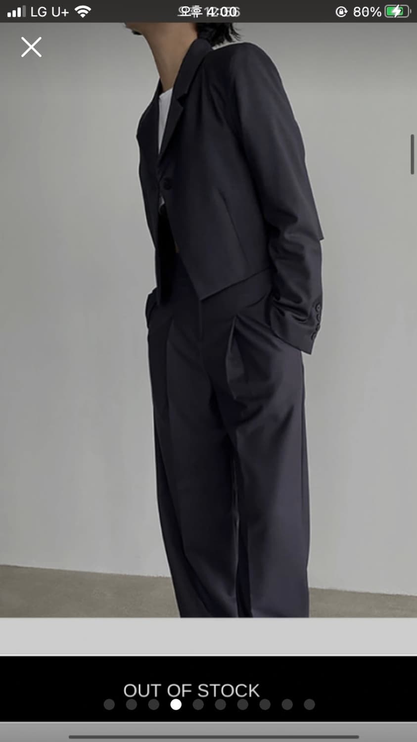 정장셋업) 어나더랭귀지 에프터먼데이 크롭자켓 슬랙스 블루그레이 상품이미지4