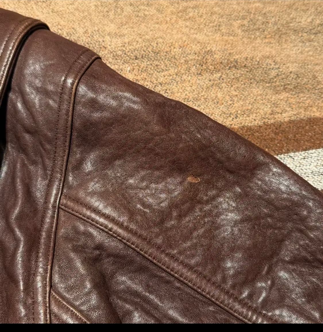 JR 빈티지 헤비 양가죽 A-2 레더 자켓 L 105 브라운 상품이미지8