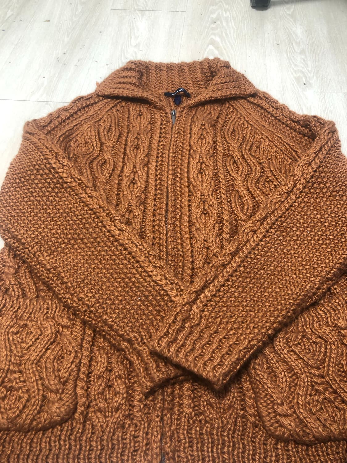 주황색 니트 집업 XL 105 상품이미지1