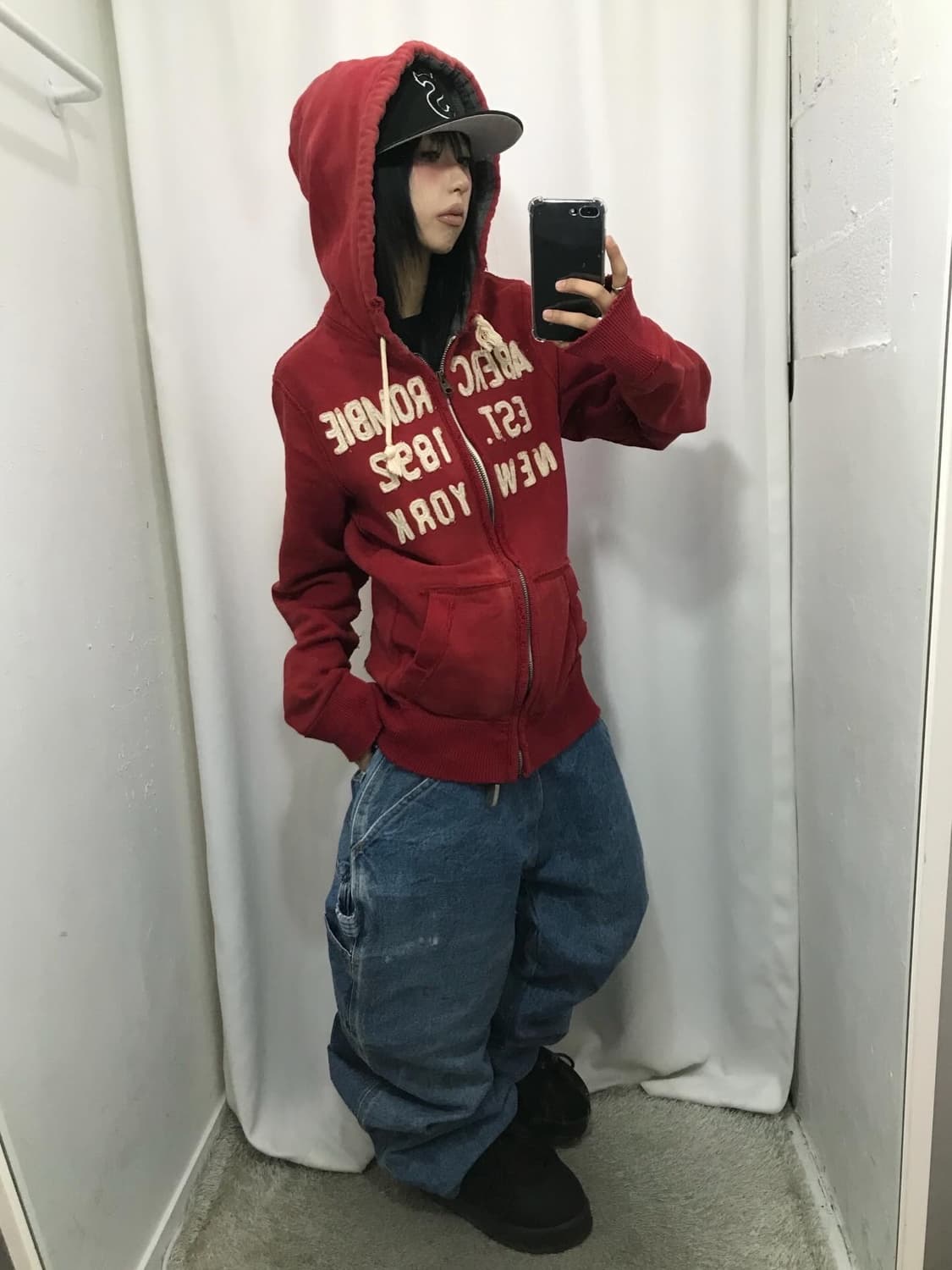 Abercrombie Red Hood Zip-Up 상품이미지3