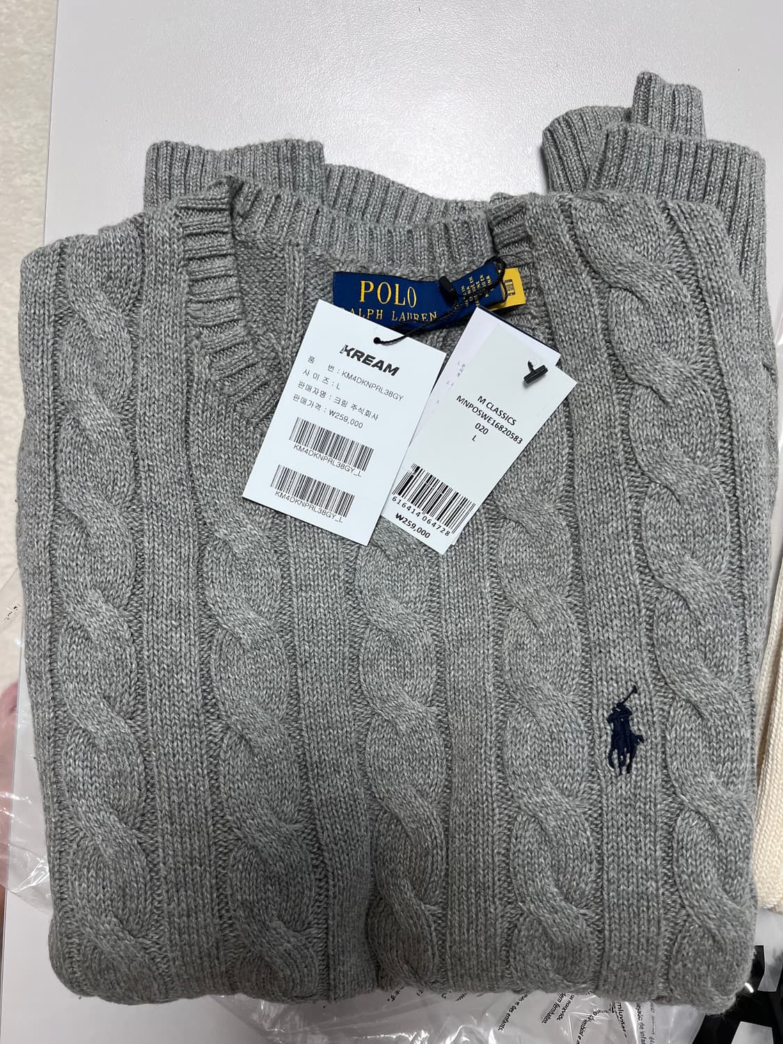 (새상품)폴로 케이블 니트 L 국내 매장판 상품이미지1