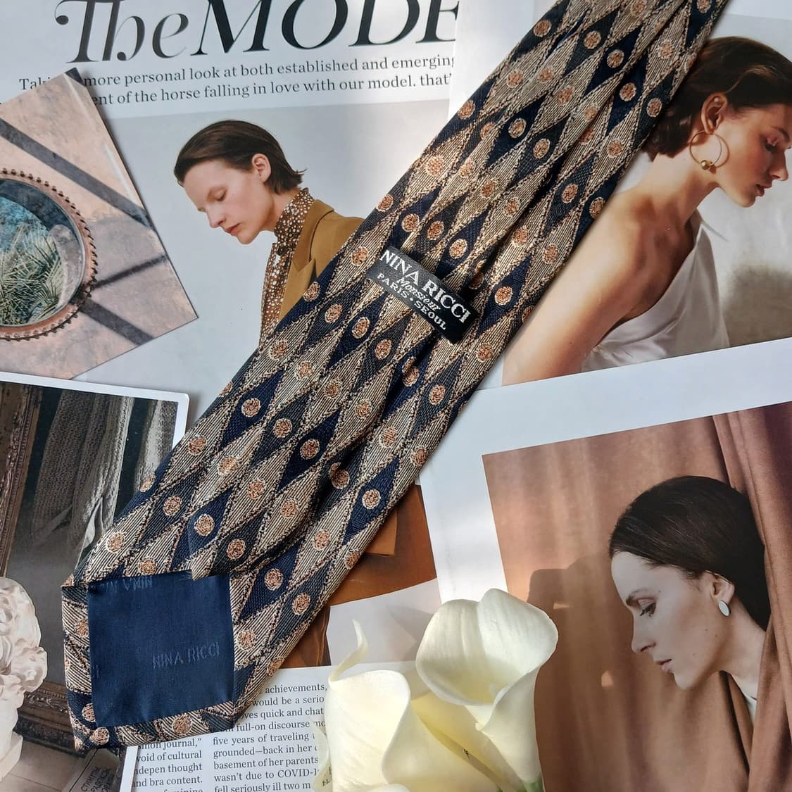 니나리치 브라운 패턴 넥타이 9.5cm A+등급 A19744 상품이미지6