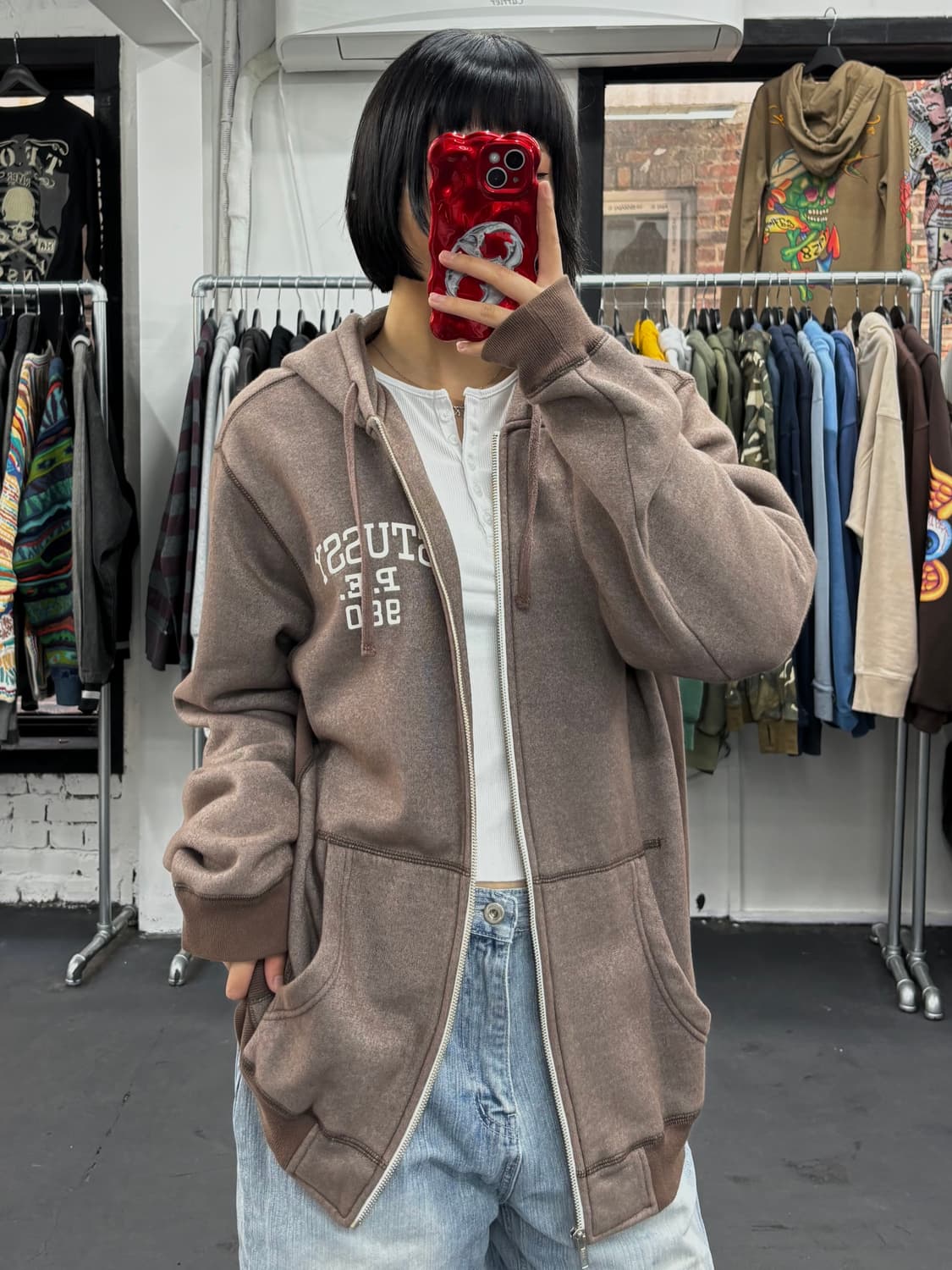 스투시 PE 980 브라운 후드집업 상품이미지3