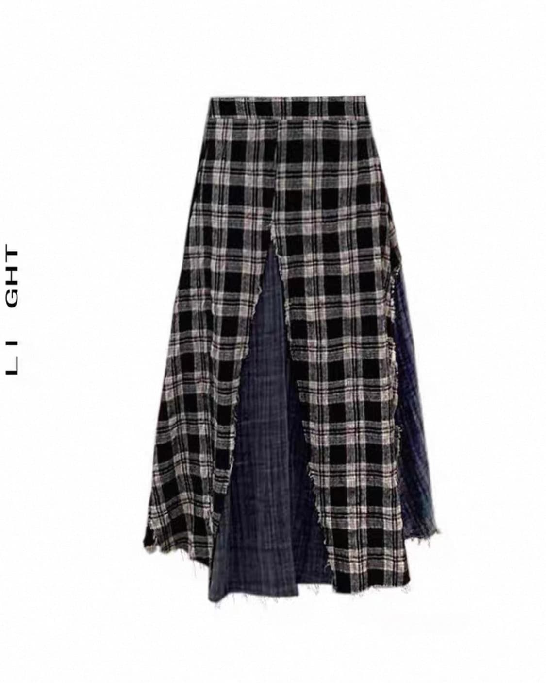 체크 프린지 롱 스커트 상품이미지1