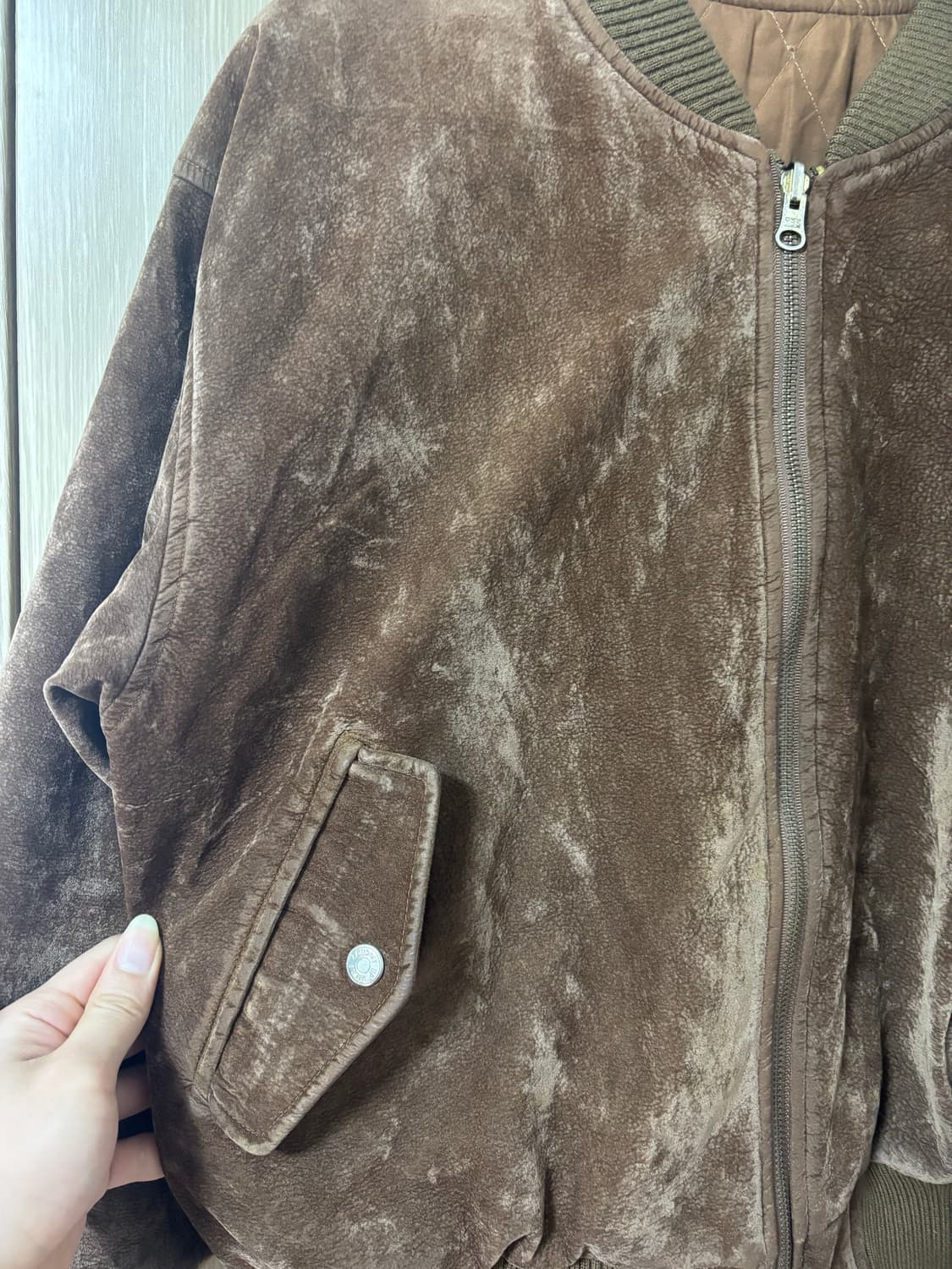 빈티지 브라운 스웨이드 봄버 가죽 양면 자켓 상품이미지6