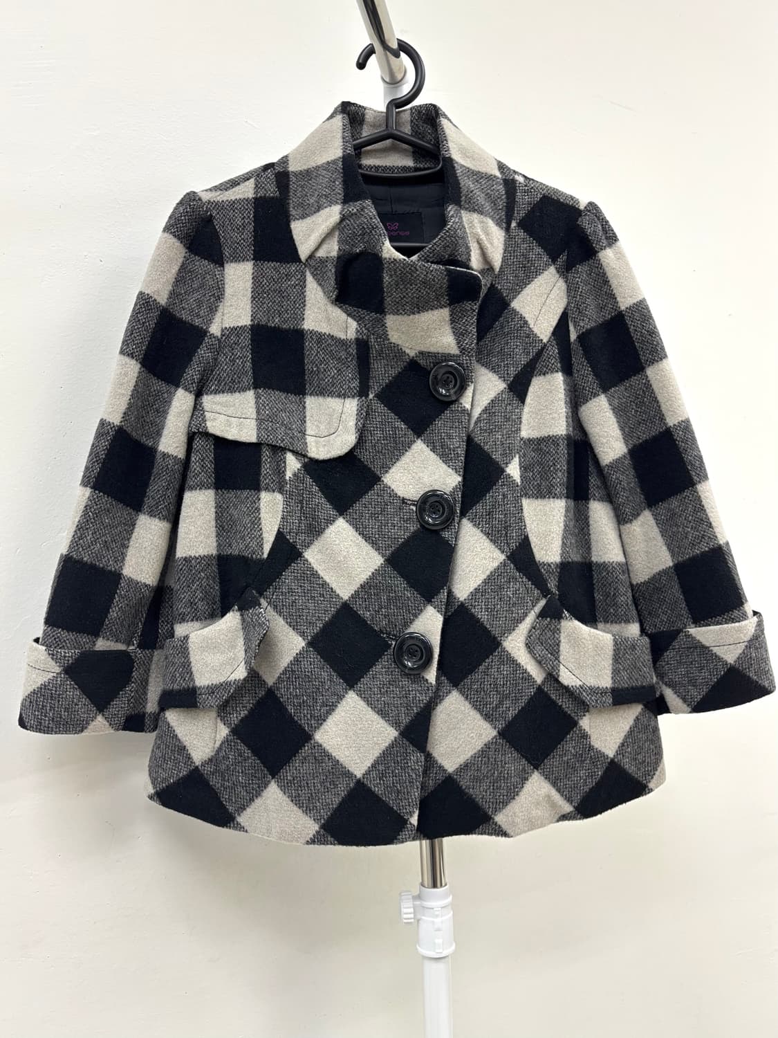 빈티지 블랙 하프 울 코트 상품이미지5