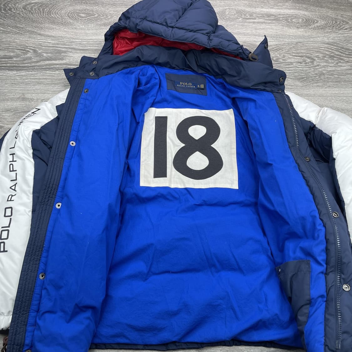18FW 폴로 랄프 로렌 스키 빅포니 블록 다운 패딩 네이비 화이트 상품이미지5