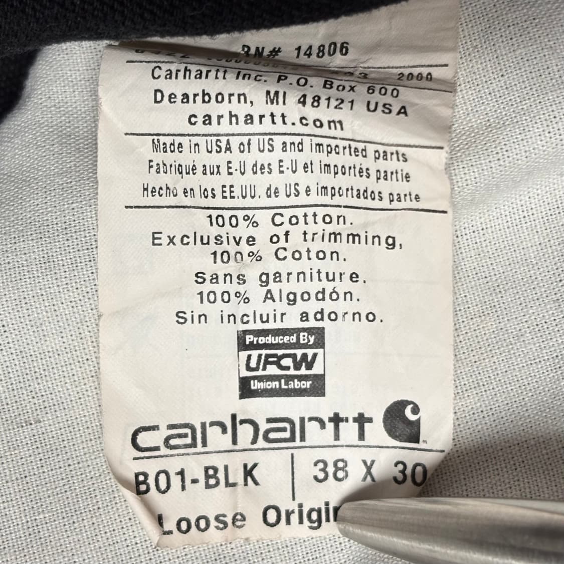 미제 칼하트 더블니 페인티드 블랙 카펜터 워크 팬츠 36 상품이미지5