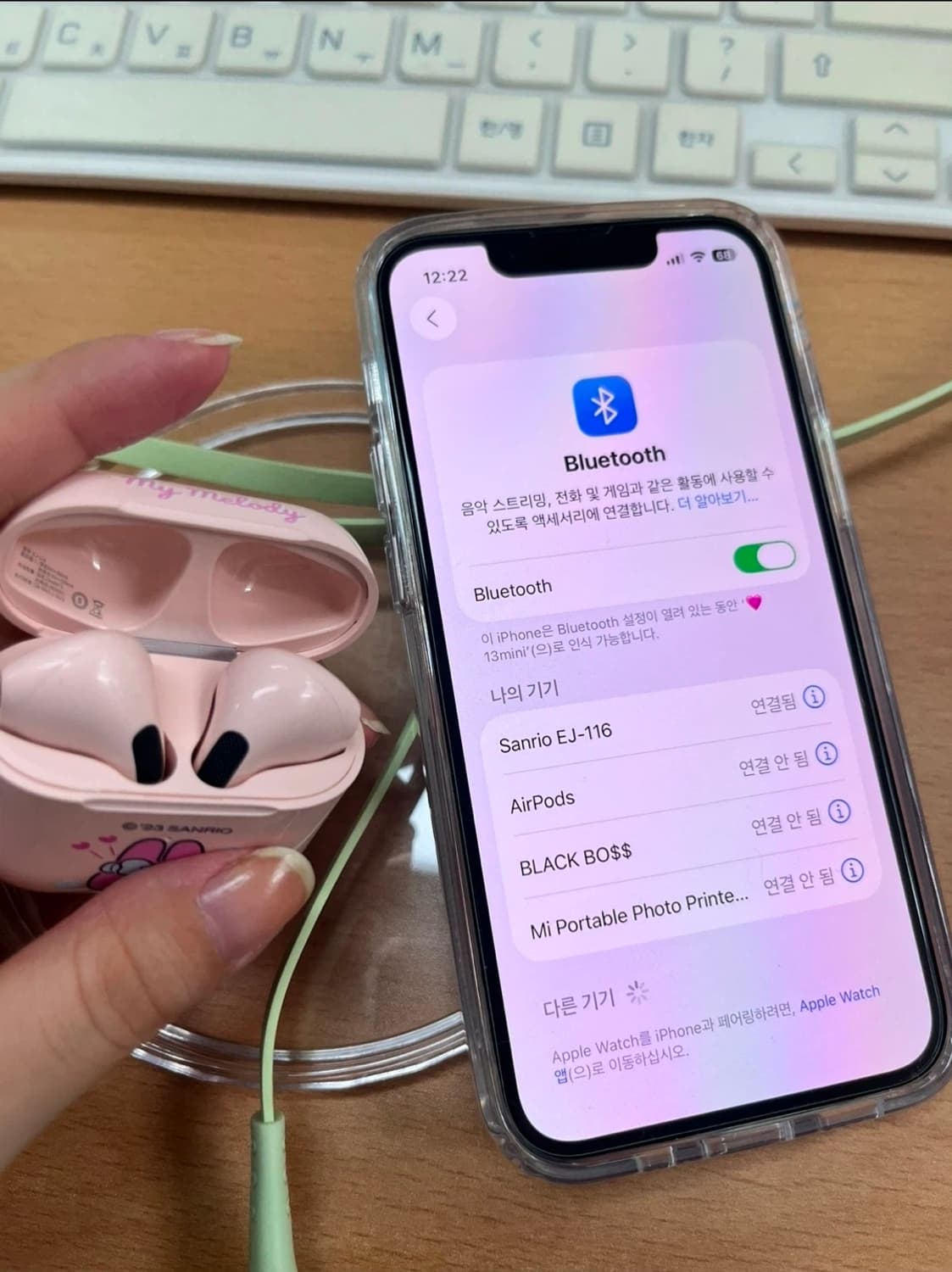 미니소 산리오 블루투스 무선이어폰 시나모롤/쿠로미 상품이미지7