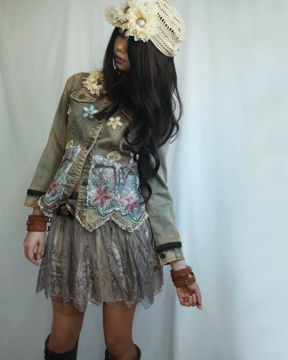 Pastel spray-lace floral jacket+2Brooch 상품이미지6