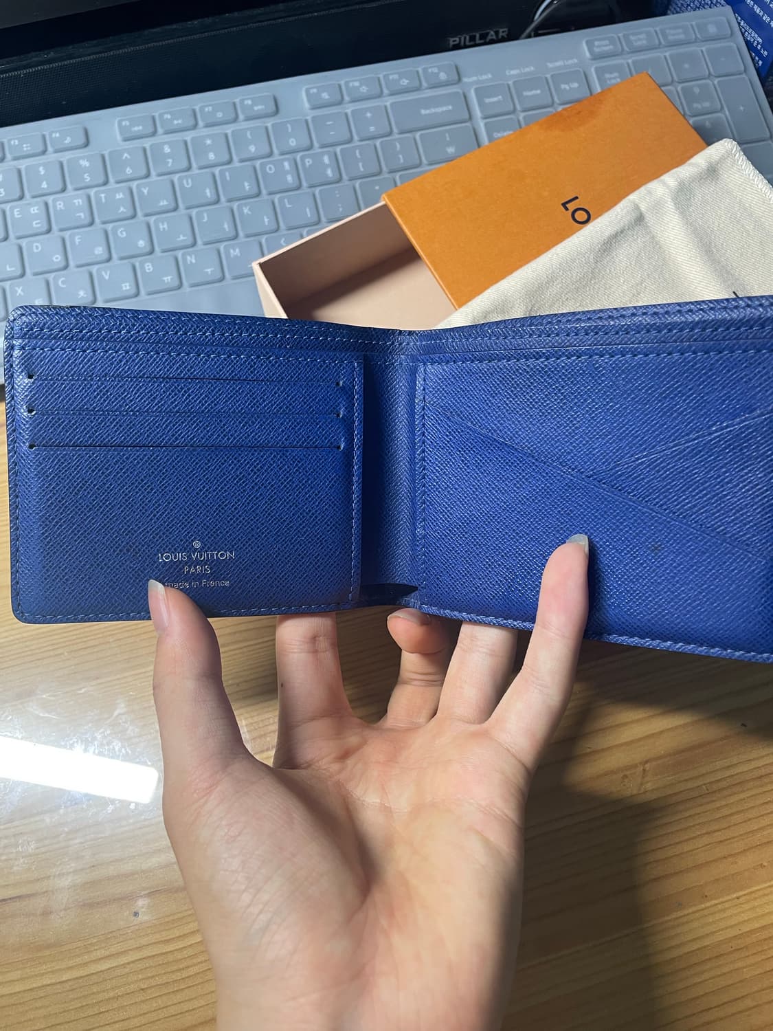 [정품] 루이비통 타이가라마 모노그램 반지갑 블루 상품이미지3
