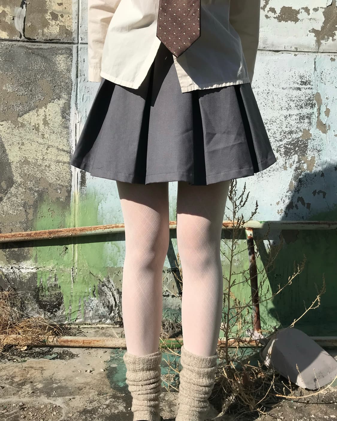 그레이 미니 플리츠 스커트 상품이미지2