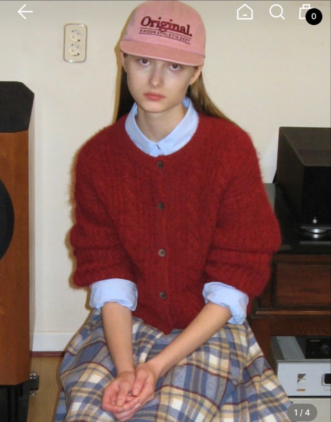 시눈 FISHER CROP HAIRY 가디건 레드 상품이미지1