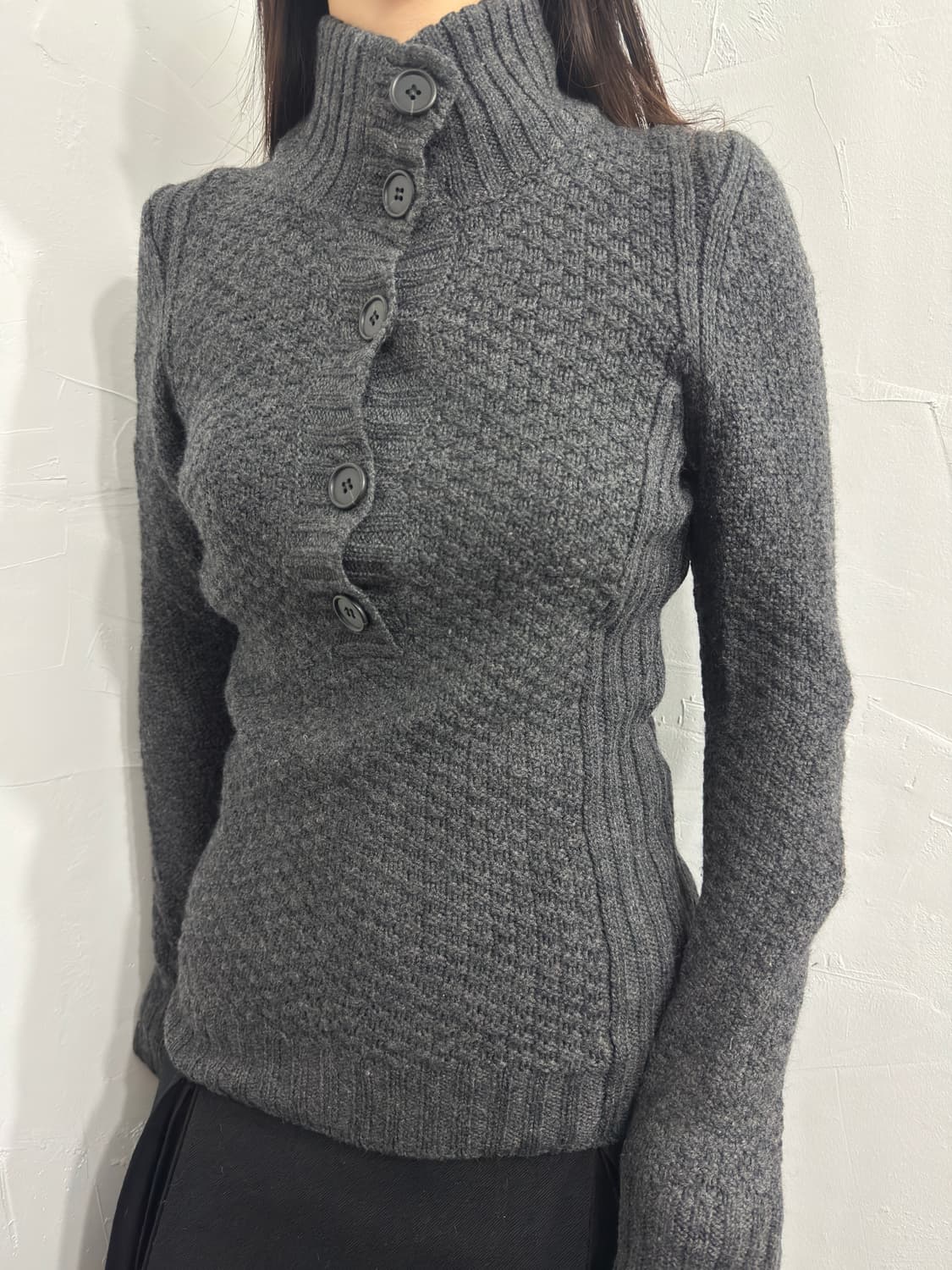 laf.. button wool knit top 상품이미지2