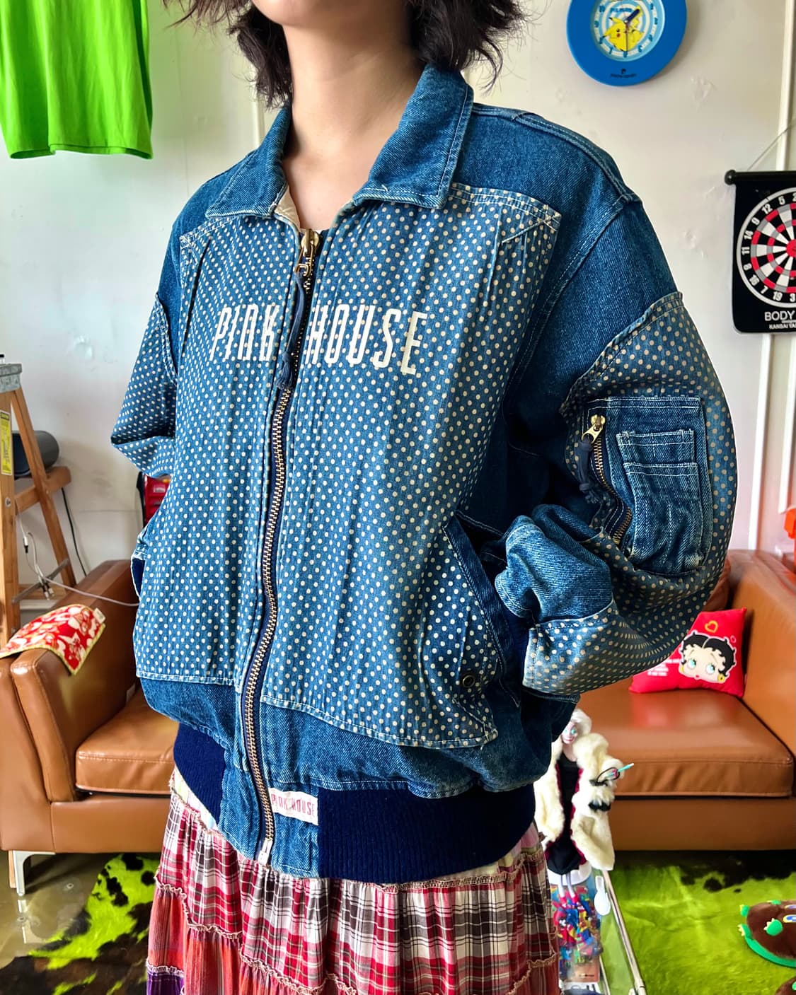 90s PINK HOUSE by KANEKO ISAO Denim Ma-1 상품이미지2