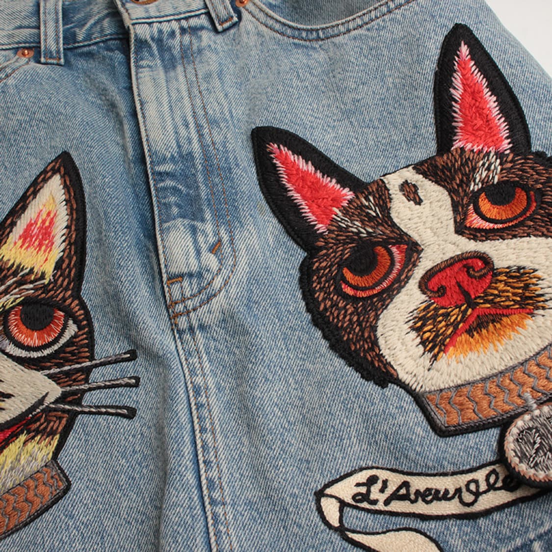 구찌 자수 데님 미니스커트 55 상품이미지5