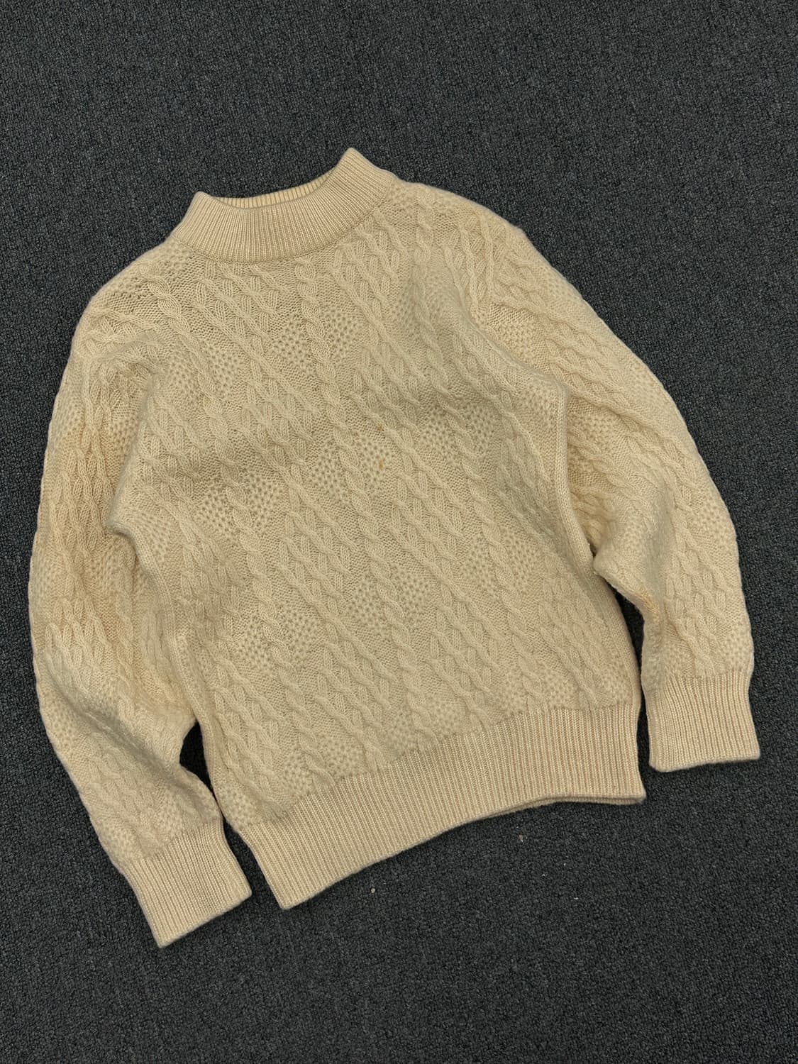 OS)Japanese vintage 여성 아이보리 케이블 니트 스웨터 상품이미지1