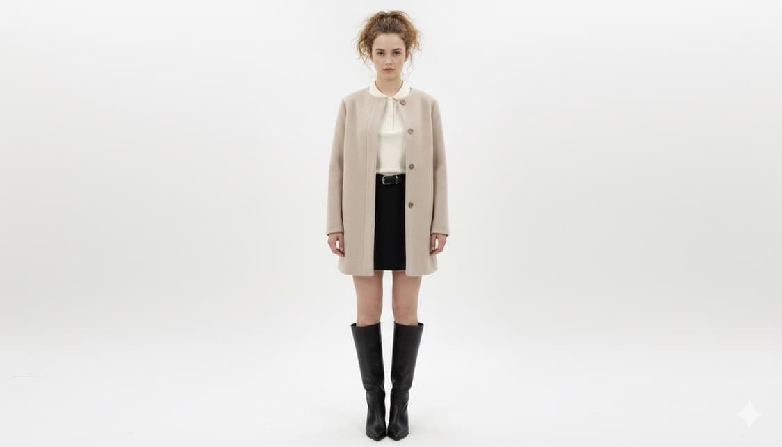 모던 라운드넥 미니멀 울 코트 상품이미지8