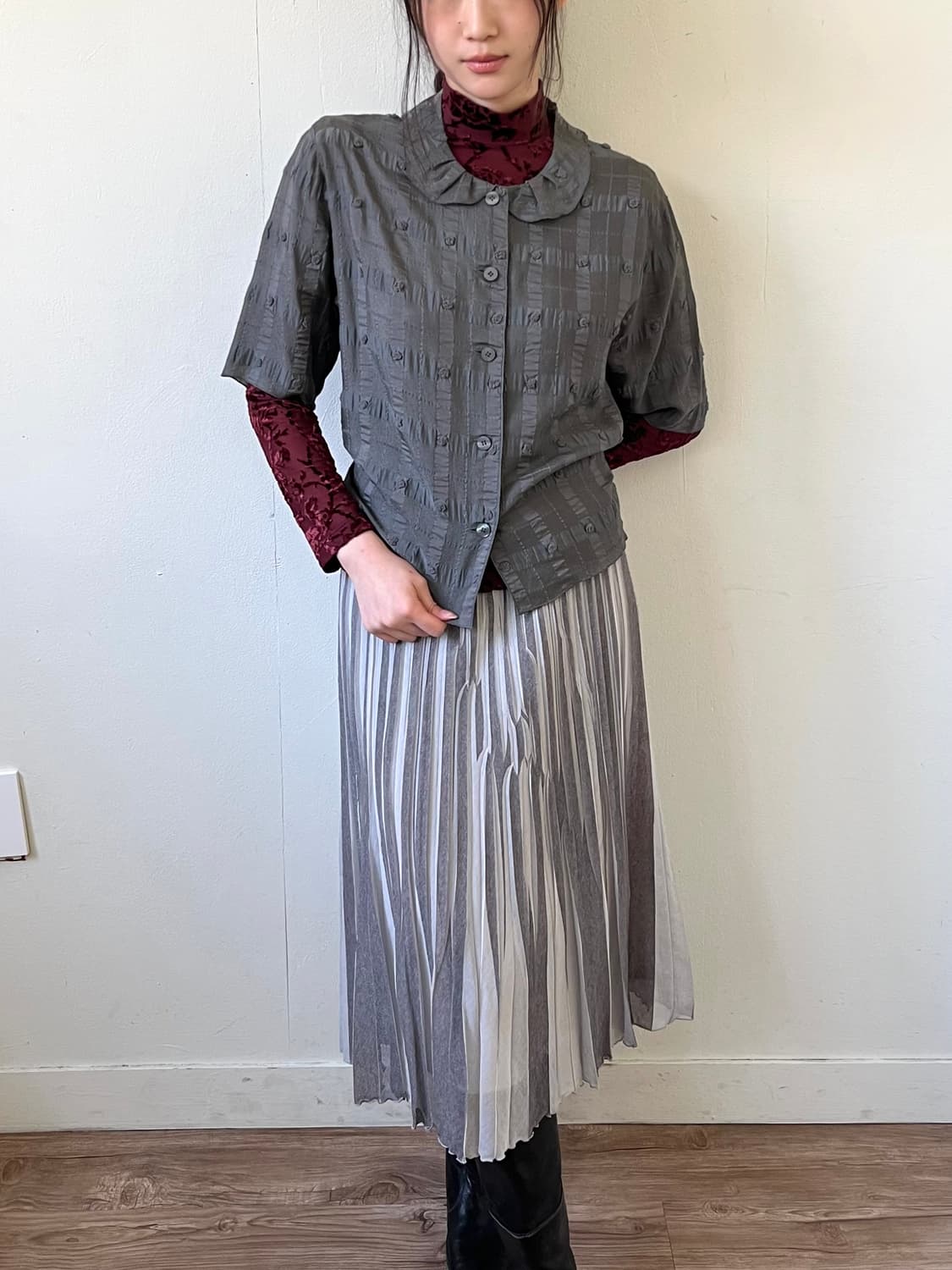 YOKOHAMA MOTOMACHI 도트 블라우스 상품이미지6