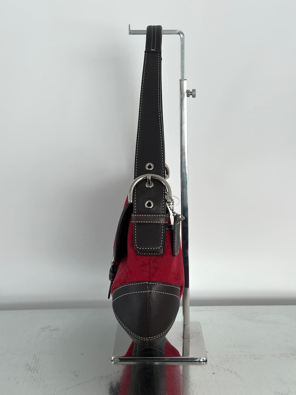 코치 레드 브라운 자카드 호보백 상품이미지5